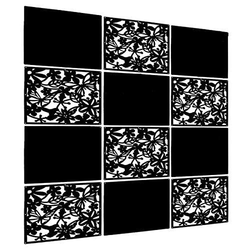 LRZCGB Hanging Room Divider,12pcs PVC Black Panel Screen Solid for Decorating Living, Dining, Study and Sitting-Room, Hotel(Black+Solid Board) LRZCGB