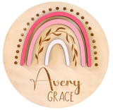 Personalized Birth Announcement Sign for Hospital - Single Sided - Wooden Newborn Announcement Sign - Name Baby Announcement Rainbow Sign Customized Generic