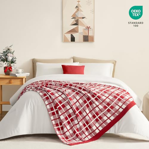 Snuggle Sac Red Buffalo Plaid Bedding Blanket Twin Size, Super Soft Cozy Warm Christmas Blankets, Reversible Plaid Fluffy Throws for Bed, Red Plaid, 60x80 Inches Snuggle Sac