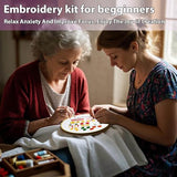 Sutesloly Embroidery Kit for Beginners Adults, 4 Sets Learn to Floral Patterns Simple Starter kit for Beginners, Easy Practice Kit, 7.8inch Hoop, Hand DIY Craft for Women，Purple