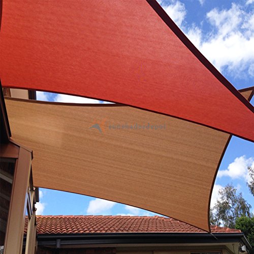 TANG Sunshades Depot Brown 16' x 16' Sun Shade Sail Square Canopy Shade Cover UV Block for Backyard Pergola Porch Deck Garden Patio Outdoor Activities TANG