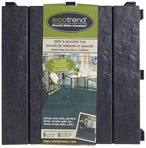 Multy Industries Multy Home MT5100057 6-Pack Deck and Balcony Tile, 12 by 12-Inch, Slate - WoodArtSupply