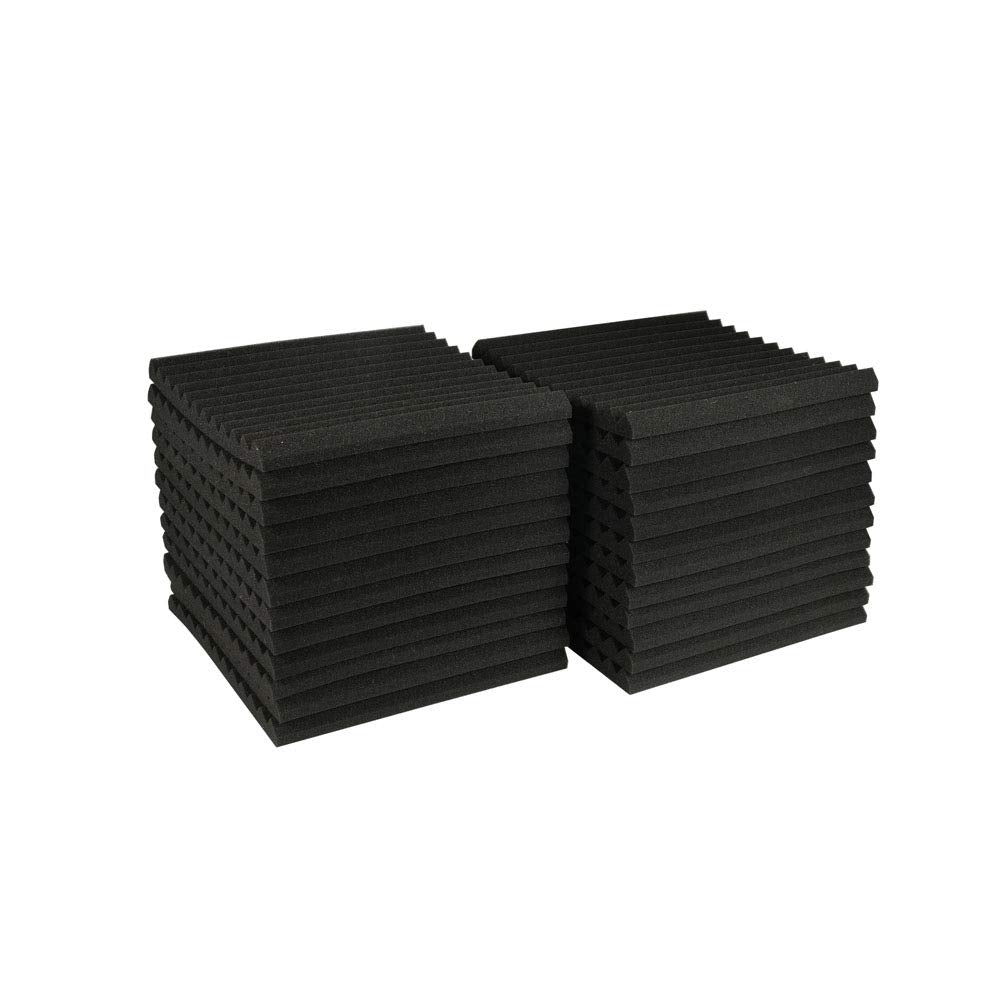 Burdurry 24 Pack Acoustic Panels Soundproof Studio Foam for Walls Sound Absorbing Panels Sound Insulation Panels Wedge for Home Studio Ceiling, 1" X 12" X 12",(24pcs, Black) Burdurry