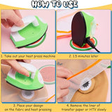 Honoson Mini Craft Iron, Small Portable Heat Press Heat Transfer Machine with Mesh Cloth Pressing Cloth Pad Silicone Pad, Charging Base Accessories for T Shirt Shoe DIY Bag(Green) Honoson