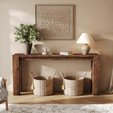 TRIBEWOOD Solid Wood Console Table for Entryway, 70.9-Inch Extra Long Farmhouse Sofa Table Behind Couch, for Living Room, Foyer, Hallway, Entrance, Rustic Brown TRIBEWOOD