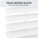 Lotus & Windoware Cordless, 2 Inch Faux Wood Blind, 40" Wide x 48" Long, Window Blinds, Blinds & Shades, Blinds for Indoor Windows, Smooth, Bright White - 40" x 48",Bright White LOTUS & WINDOWARE