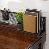 Walker Edison Industrial Mesh Wood Laptop Computer Writing Desk Home Office Workstation Small, 42 Inch, Dark Walnut Walker Edison