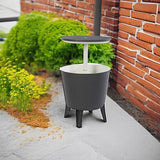 Keter Modern Cool Bar Outdoor Patio Furniture and Hot Tub Side Table with 7.5 Gallon Beer and Wine Cooler, Dark Grey Keter
