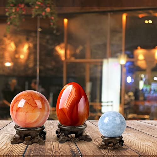 15 Pcs Mini Wooden Crystal Sphere Stands, Wooden Display Stand Crystal Ball Stand Globe Gem Base Hollow Quartz Ball Orb Holder Egg Base Wood Stand Decor Display, 0.8 Inch, 1.18 Inch, 1.57 Inc - WoodArtSupply