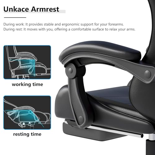 OS MOTOR Gaming Chair with Headrest and Lumbar Support, Ergonomic High Back Office Chair, Racing Style Executive Computer Desk Chair, Leather Adjustable Swivel Task Chair for Home Office (Black) OS MOTOR