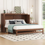 Ball & Cast Murphy Bed Queen W/Storage Drawer,Cabinet Bed W/ 2 2 USB Port & Power Outlets,Wall Bed Frame for Home Office,Apartment,Guest Room,Walnut Ball & Cast