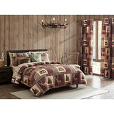 How Plumb Aubrie Home Accents Cozy Cabin 2-Piece Twin Quilt Bedding Set with Pillow Sham Rustic Patchwork Plaid Deer Coverlet Bedspread, Brown Tan Green How Plumb