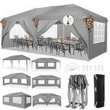 COBIZI 10x20 Pop Up Canopy Tent with 6 Sidewalls Party Tents for Parties Weddings Backyard Waterproof Commercial Instant Outdoor Events Tent with Stakes, Ropes（10 x 20 ft Gray COBIZI