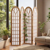 Asnefeli 4 Panel Japanese Room Divider, Shoji Style Partition Divider, Fully Assembled Wooden Privacy Screen for Home Office Bedroom Apartment Decoration, Natual Asnefeli