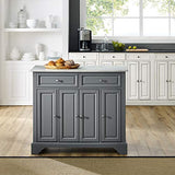 Crosley Furniture Avery Kitchen Island with Storage Shelves, Microwave Stand, Coffee Bar, Gray Crosley Furniture