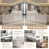 Modern Reception Desk with Counter,L-Shaped Reception Desk,86.6" Front Counter Table with Adjustable File Cabinet & Keyboard Tray,Suitable for Offices,Lobby,Hotel（R-high） Laxodor