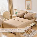 WONGS BEDDING Brown Comforter Set Queen,7 Pieces Bed in a Bag Abstract Art Gradient Comforter Soft Microfiber Bedding Set -1 Comforter, 1 Flat Sheet, 1 Fitted Sheet, 2 Pillow Shams,2 Pillowcases WONGS BEDDING