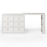 RoyalCraft Vanity Desk and Dresser Combo, 67" Extendable Makeup Vanity Table with Drawers and 3 Side Shelves, Wood Dressing Table for Bedroom, Dressing Room, White RoyalCraft