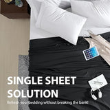 Cathay Home Hotel Luxury Wrinkle & Fade Resistant Double Brushed Ultra Soft Microfiber 1-Piece Single Flat Sheet - Black, Queen (90" x 102") Cathay Home