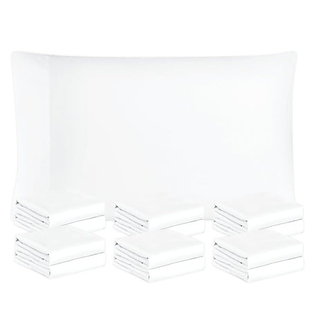FreshCulture White Pillowcases Queen Size 12 Pack - Bulk Pillowcase Set - Envelope Closure - Soft Brushed Microfiber Fabric - 20x30 Inches Pillow Case Set of 12 for Home, Hotels, Schools FreshCulture