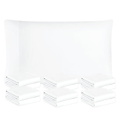 FreshCulture White Pillowcases Queen Size 12 Pack - Bulk Pillowcase Set - Envelope Closure - Soft Brushed Microfiber Fabric - 20x30 Inches Pillow Case Set of 12 for Home, Hotels, Schools