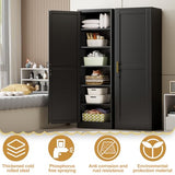 Lusiwry Tall Narrow Slim Metal Storage Cabinet with Lock and 5 Adjustable Shelves,Steel File Cabinets,Kitchen Pantry Cabinet Locker Organizer - 67" Storage Cabinets for Bathroom,Bedroom,Office,Black Lusiwry
