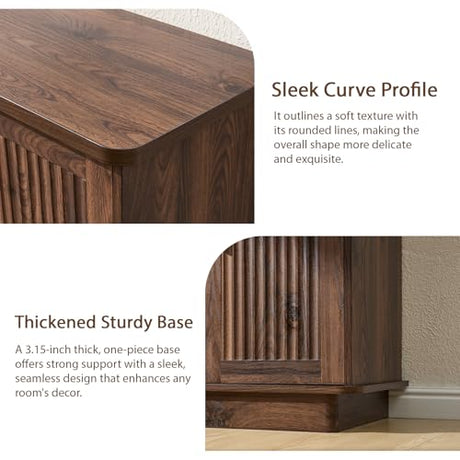 Okvnbjk Modern Sideboard Buffet Cabinet with Storage — Fluted Coffee Bar Cabinet with 4 Doors & Adjustable Shelves for Kitchen, Dining Room, Living Room & Hallway Okvnbjk