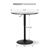 SFIHOME 31.5 Inch Round Pub Table Cocktail Table for Dining Room Kitchen Patio Bar, 27.5"- 36" Height-Adjustable, Bar Height Pub Table High Top Table with Metal Pole and Base, Silver SFIHOME