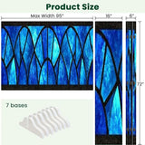6 Panels Folding Screen Room Divider Blue Stained Glass Window Seamless for Modern Design Luxury Interior Canvas Screen Room Separator Freestanding Protective Decorative Divider Privacy Partition VETEB