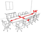 Modern Boat Shaped 14' Feet Conference Table, OF-CON-C67 UTM Furniture