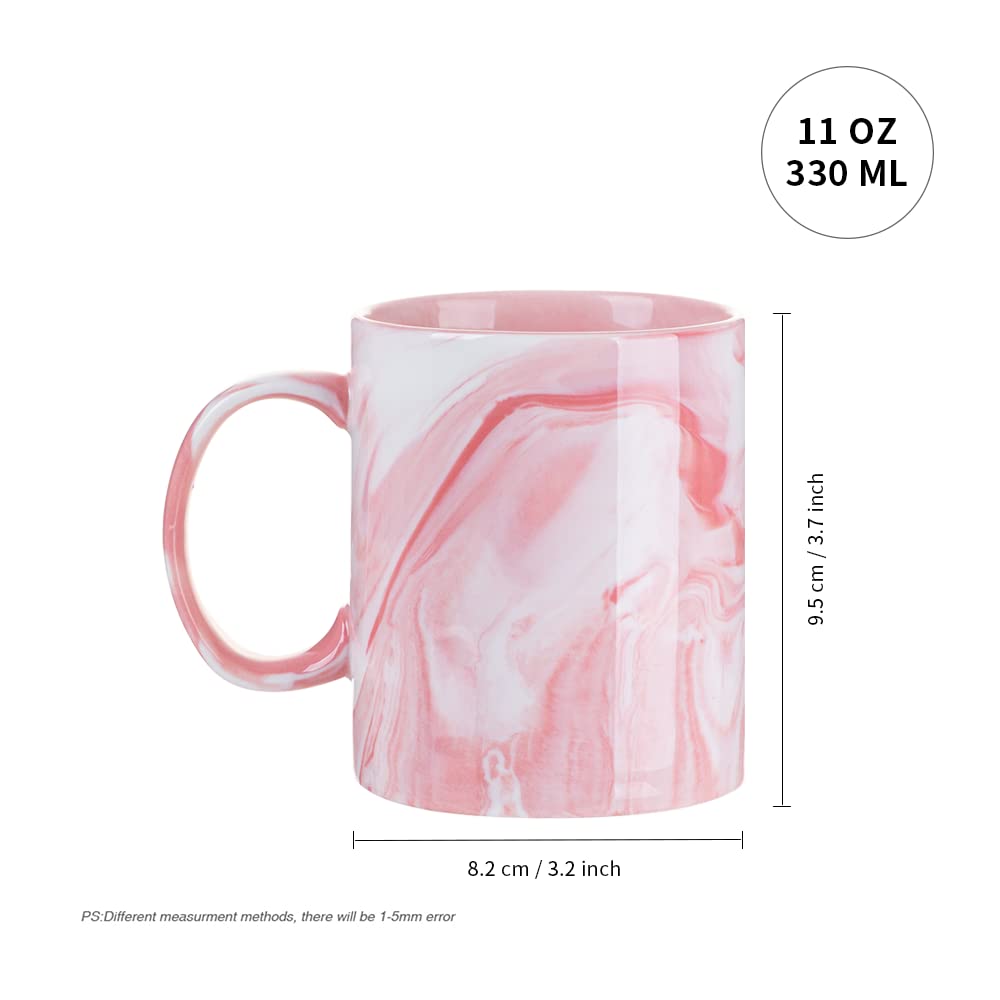 PYD Life 8 Pack Sublimation Mugs Blanks 11 OZ Pink Marble Texture Coffee Mugs Ceramic Photo Cups Bulk for Cricut Mug Press Print for Mother's Day Gifts