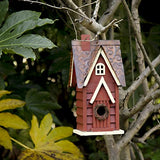 Glitzhome 12" H Distressed Red Cottage Solid Wood Birdhouse Hanging Bird House for Outdoors glitzhome