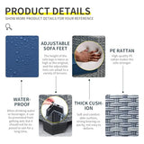 Lviden 4 Piece Wicker Patio Furniture Sets Outdoor Conversation Set PE Rattan Sectional Sofa Couch with Storage Table and Royal Blue Cushions Lviden