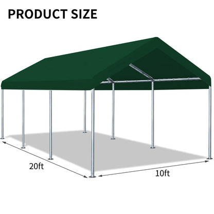 Vanteriam 10'x20' Upgraded Carport Replacement Top Canopy Cover for Car Garage Shelter Tent Party Tent with Ball Bungees Beige (Only Top Cover, Frame is not Included)