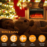 BOSSIN 23 inch Electric Fireplace Insert with Stove Heater for TV Stand,LED Realistic Flame,Recessed Mounted Fireplace Heater with Remote Control,Fireplace with Adjustable Flame, Timer 750/1500W BOSSIN