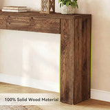 LITTLE TREE Solid Wood 63 Inches Console Table with 2 Drawers, Vintage Brown Sofa Table Behind Couch for Living Room, Long Hallway Foyer Entryway Table for Entrance LITTLE TREE