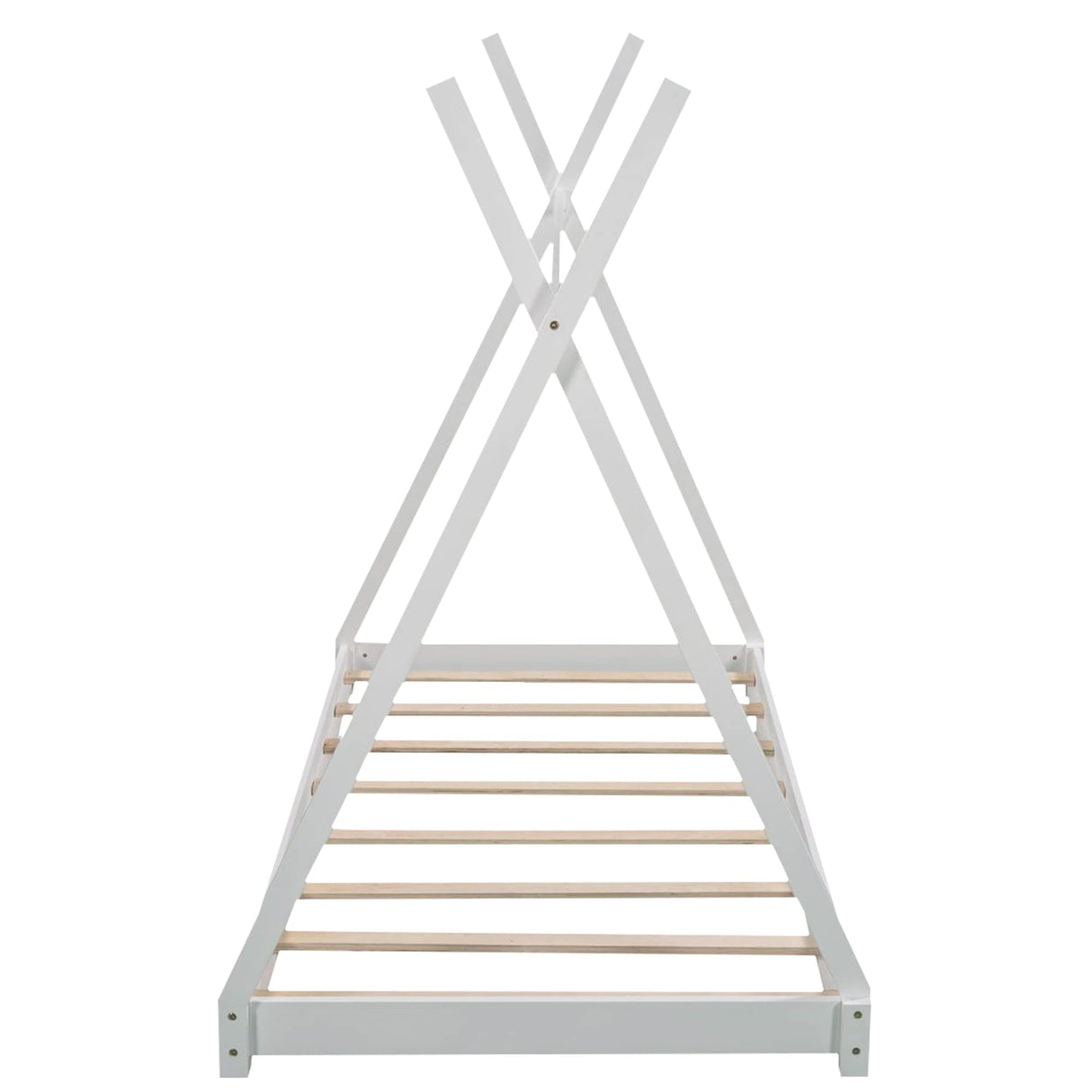 Bellemave Twin Montessori Floor Bed Frame - Sturdy White Bed with Triangle Structure for Kids Bellemave