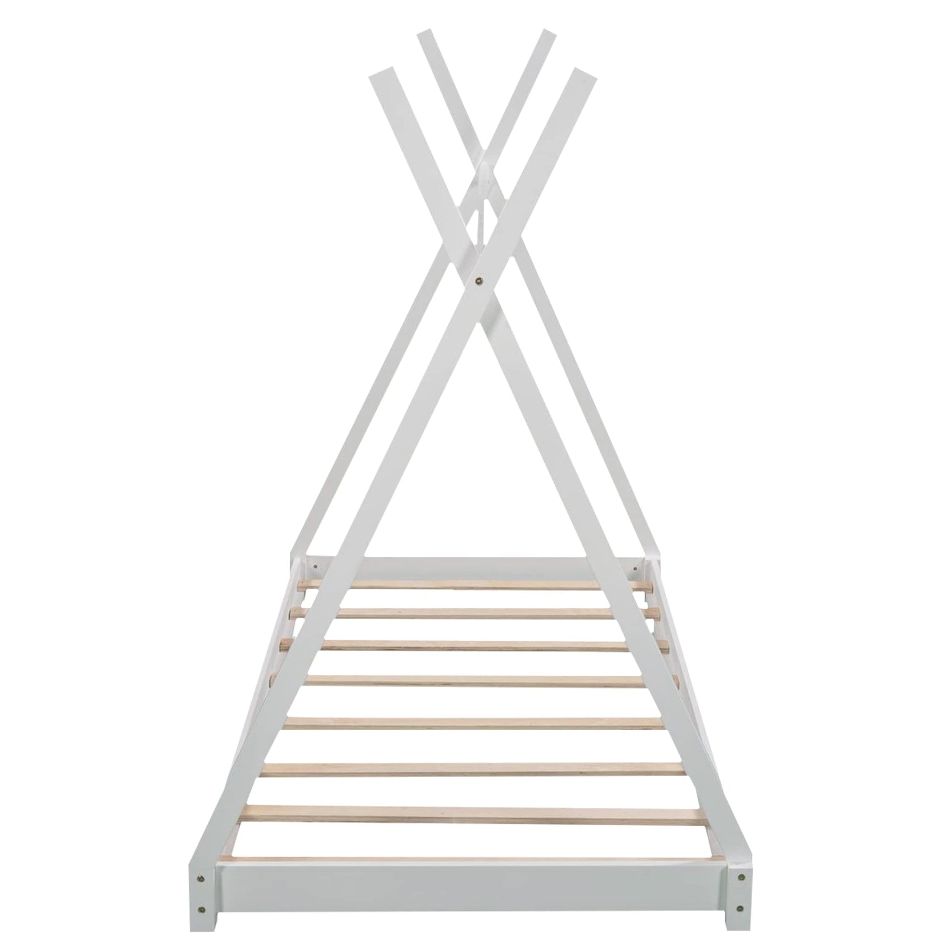 Bellemave Twin Montessori Floor Bed Frame - Sturdy White Bed with Triangle Structure for Kids - WoodArtSupply