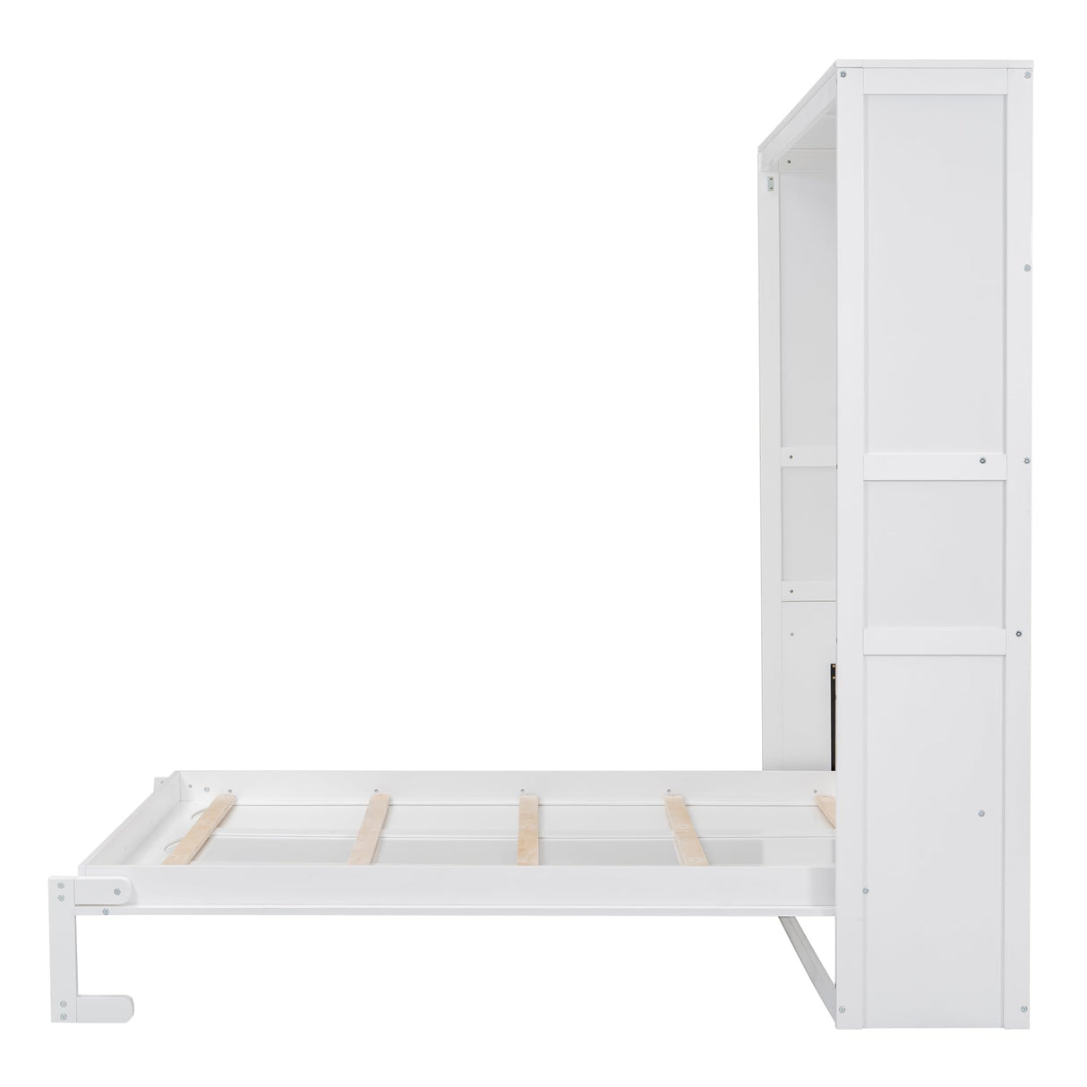 Merax Queen Size Murphy Bed, Wood Queen Murphy Cabinet Bed with Shelves, for Home Office or Small Room, White Merax