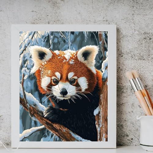 OKSGYTA Animal Canvas Beginner Paint by Numbers Kit, Red Panda, Adult's Paint by Number Kits on Canvas, DIY Oil Painting Kits for Gift Home Wall Decor, 16x20inch, Without Frame OKSGYTA