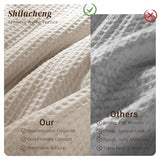Shilucheng Waffle Cotton King Size Comforter Set - 3 Piece Bedding Set with Comforter and 2 Pillow Shams, Soft & Breathable All-Season Waffle Weave Comforter, Machine Washable, Beige Shilucheng
