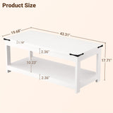 Homieasy Coffee Table with Storage Shelf, 43.3” Farmhouse Wood Coffee Tables for Living Room, Modern Center Tea Table, White