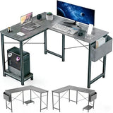 Sagenest L Shaped Desk, 50 Inch Reversible Computer Desk Corner Gaming Table with CPU Stand & Storage Bag, Sturdy Metal Frame PC Workstation for Home Office SageNest