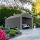 Kecreque Carport 10x20 Heavy Duty Portable Garage w/Removable Sidewalls & Roll-Up Door Car Canopy Party Tents Waterproof UV Resistant All Weather Car Port for Trucks,Boats(Grey) Kecreque