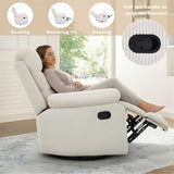 GAOHAPY Rocking Recliner Chair,Modern Swivel Glider Recliner Chair,Corduroy Fabric Upholstery Recliner,Manual Reclining Sofa Chair for Living Room,Office,Apartment (Beige)