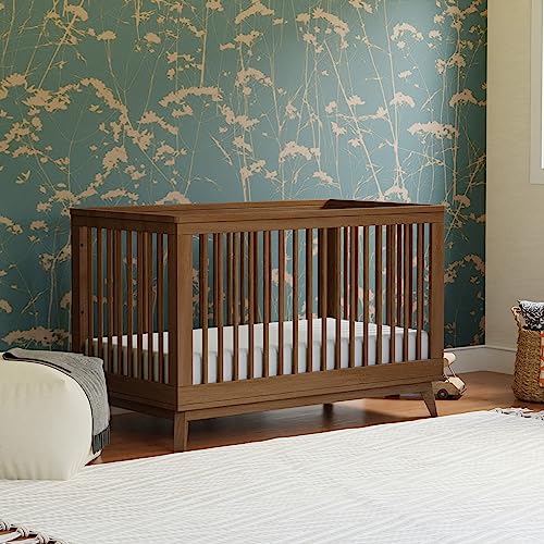 Babyletto Scoot 3-in-1 Convertible Crib with Toddler Bed Conversion Kit in Natural Walnut, Greenguard Gold Certified - WoodArtSupply