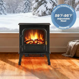 DUMOS Electric Fireplace Heater, 26” Freestanding Electric Fireplace Stove with 3D Flame Effect & Remote Control, Stylish Stove for Home with Safety Features, Adjustable Heat & 12H Timer, Charcoal DUMOS