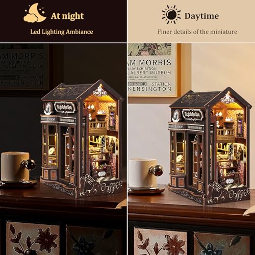 SUNNINO Book Nook Kit - DIY Miniature Doll House Kit Doll House 3D Wooden Puzzles with LED Lights, Book Nook Kits for Adults and Teens Best Gifts for Family Friends