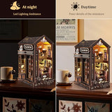 SUNNINO Book Nook Kit - DIY Miniature Doll House Kit Doll House 3D Wooden Puzzles with LED Lights, Book Nook Kits for Adults and Teens Best Gifts for Family Friends