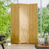 Cozy Castle Wood Room Divider, 3 Panel 66.9 Inch Privacy Screen, Folding Wall Divider, Barnwood Room Separator, Freestanding Partition, Temporary Wall for Decorative, Natural Cozy Castle